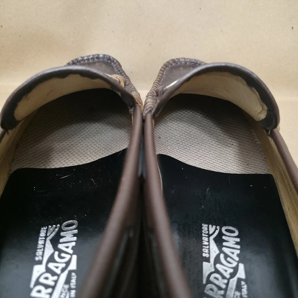 Salvatore Ferragamo (Sz 280mm US 9-10 E ) Driving Loafer Brown Horse Bit reptile